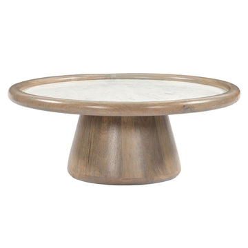 Aleena Wood And Marble Coffee Table 39" - Brown