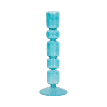 10" Mixed Bubble Taper Candleholder - Blue