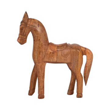 12" Standing Horse With Saddle - Natural