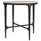 Hermas - Round Genuine Marble Top Metal End Side Table - White
