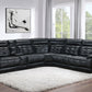 Hewitt - Leather Upholstered Power Reclining Sectional - Black