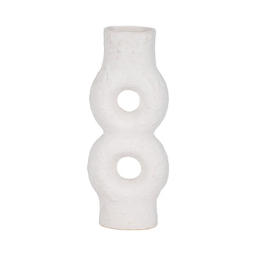 Textured Stacked Circles Ceramic Vase 13" - White