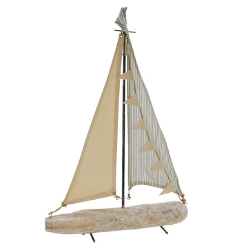 Iron Sailboat With Cloth Sails 25" - Multi