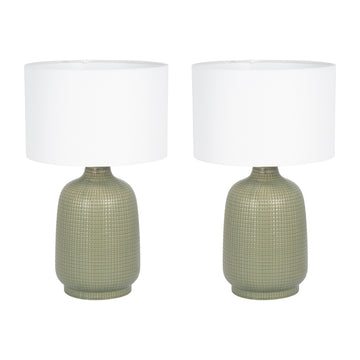 Ceramic 19" Table Lamp (Set of 2) - Dark Sage