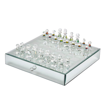 Crystal Mirrored Chess Set - Silver