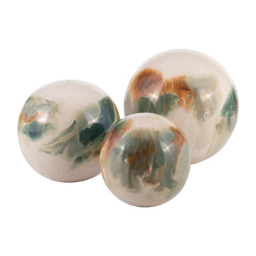 Colored Stained Deco Balls (Set of 3) - White