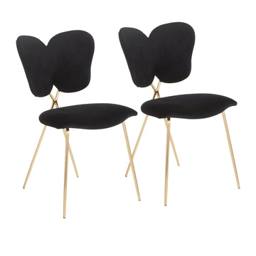 Madeline - Chair - Gold Metal And Black Velvet (Set of 2)