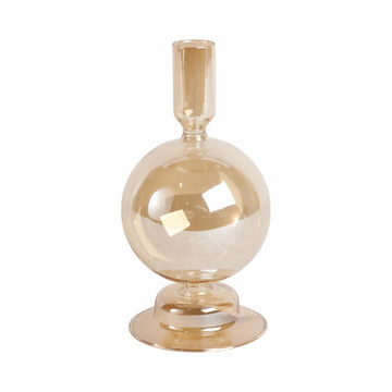 Glass Bubble Taper Candle Holder 7" - Gold Luster