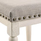 Tasnim - Stool (Set of 2) - Tan Fabric & Antique White Finish