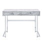 Tigress - Writing Desk - White Printed Faux Marble & Chrome Finish