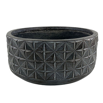 Resin Textured Planter 15" - Black