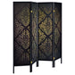 Haidera - 4-panel Damask Pattern Folding Screen - Black