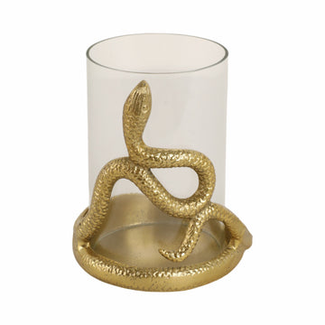 6" Snakearound Pillar Holder - Gold