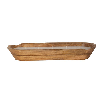 15" 17 Oz Vanilla Oval Wood Bowl Candle - Natural