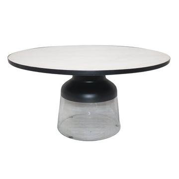 Glass Coffee Table Marble Top 34" - White / Clear