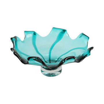 Calinda Artisan Blown Glass Bowl 14" - Blue