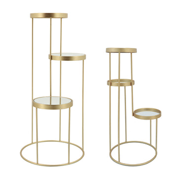 Metal 3-Tiered Plant Stand 22 / 27" (Set of 2) - Gold