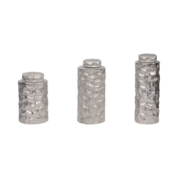 Anita Ceramic Lidded Jars (Set of 3) - Silver