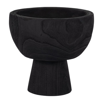 Wood 8" Bowl With Stand - Black