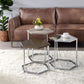 Simno - Coffee Table - Clear Glass, Taupe, Gray Washed & Chrome Finish