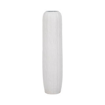 32" Rough Cylinder Floor Vase - White