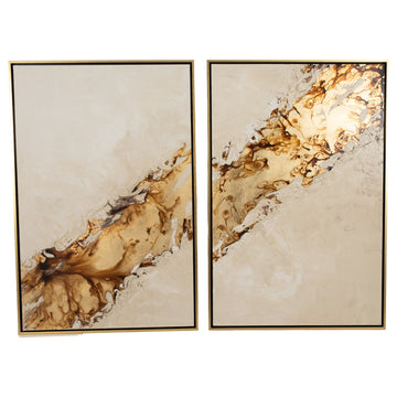 94" X 71" Hand Painted Streak (Set of 2) - Gold