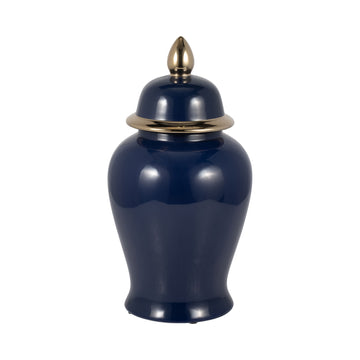 18" Temple Jar - Navy / Gold