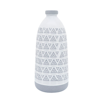 Ceramic Aztec Vase 14" - Gray