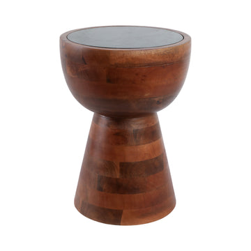 Hourglass Marble Top Accent Table - Green / Brown