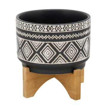 Diamond Planter On Stand 7" - Black