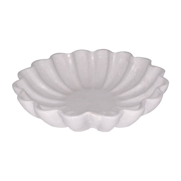 Marble 12" Shell Shaped Tray - White