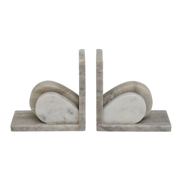 Eared Onyx & Marble Bookends (Set of 2) 6" - Gray