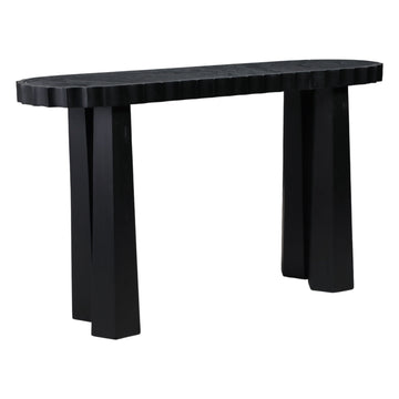 Luzia Metallic Marble And Wood Console Table - Black