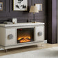 Noralie - Fireplace - Ivory PU & Faux Diamonds