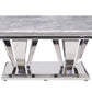 Satinka - Coffee Table - Light Gray Printed Faux Marble & Mirrored Silver Finish