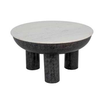 Chunky Leg Coffee Table Marble Top 33" - White / Black