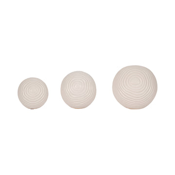 4" / 5" / 6" Ribbed Orbs (Set of 3) - White