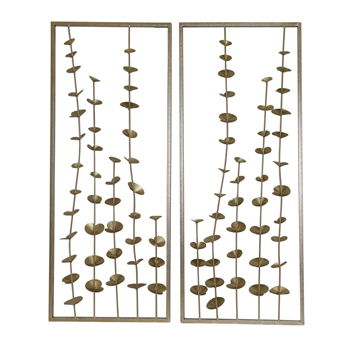 Small Blooms Metal Wall Panels (Set of 2) - Gold