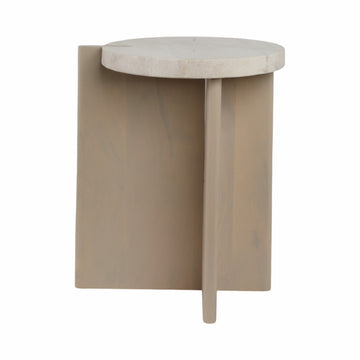 Connley Small Marble And Wood Accent Table - Ivory