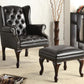 Roberts - Button Tufted Back Accent Chair With Ottoman - Black And Espresso