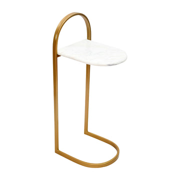 Metal 26" C-Table Marble Top - Gold