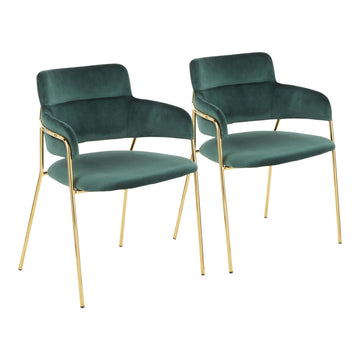 Napoli - Chair - Gold Metal And Emerald Green Velvet (Set of 2)