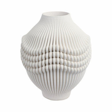 16" Coulter Large 3D Printed Porcelain Vase - Ivory