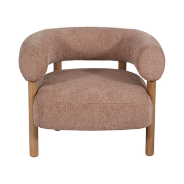 Roundback Accent Chair With Wood Legs - Pink