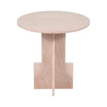 Travertine Accent Table Kd - Tan