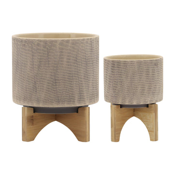 Mesh Planter With Stand 5 / 8" (Set of 2) - Tan