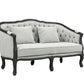 Samael - Loveseat - Gray Linen & Dark Brown Finish