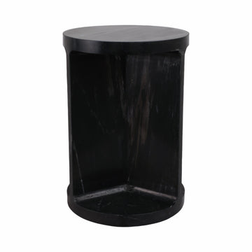 20" Augusto Carved Marble Accent Table - Black