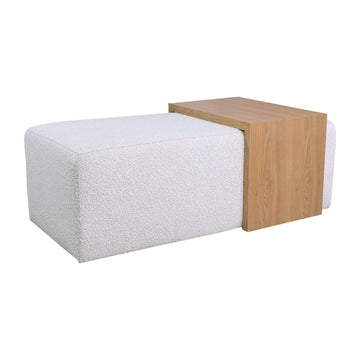 Modern Rectangular Ottoman Wood Accent - Ivory